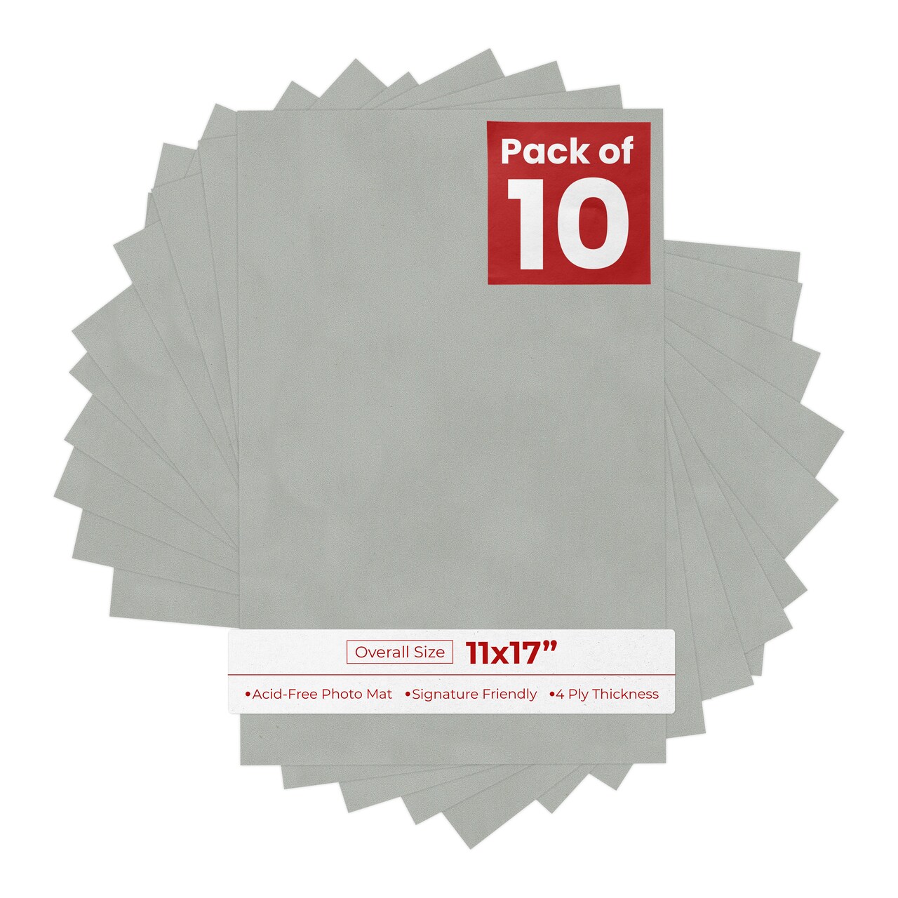 Light Grey Suede 11x17 Uncut Mat Board - Blank Sheets, No Opening